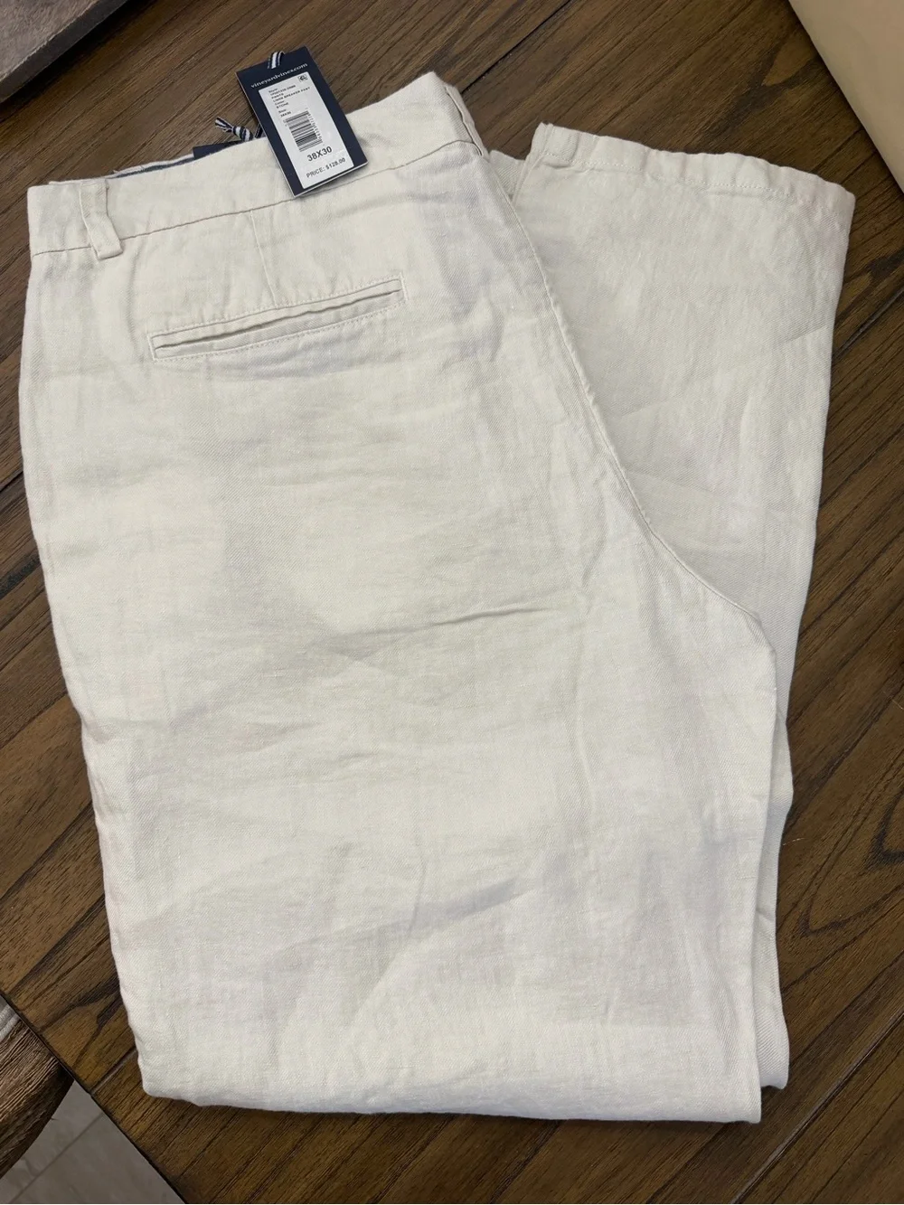 Vineyard Vines Men Breaker Linen Pant  Size 38 x 30 NWT SMOKE FREE HOME